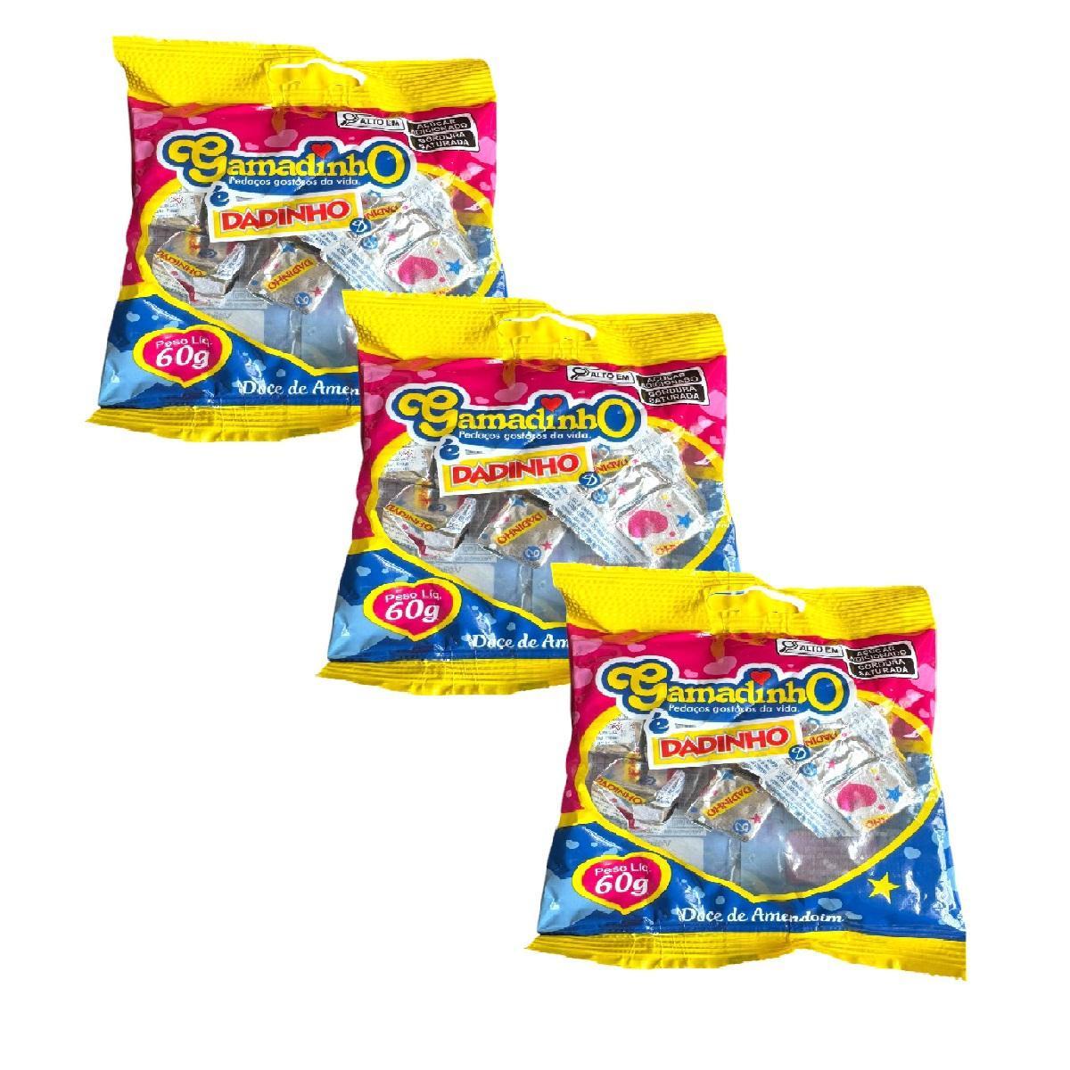 Mini Doce Dadinho Gamadinho 20 Pacotes Amendoim Cremoso 60G