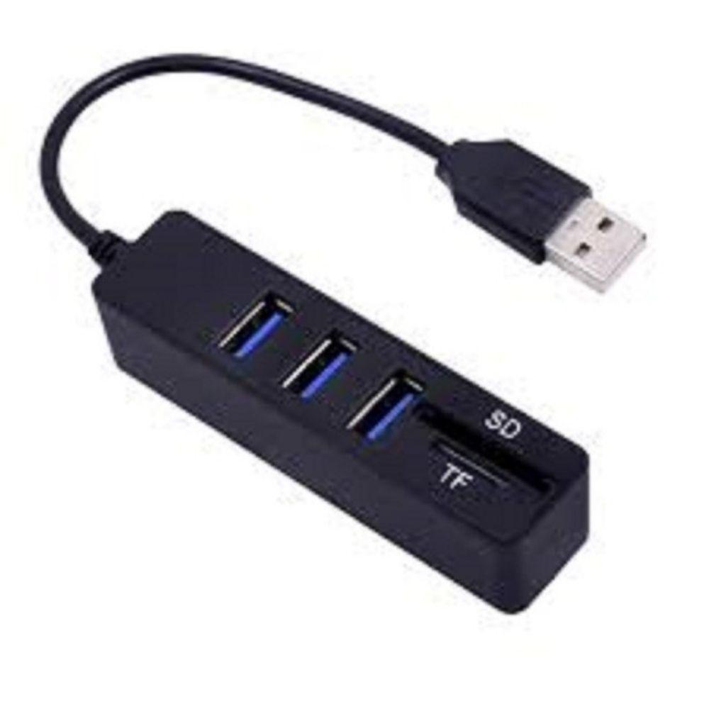 Miniatura Hub Usb 3 Portas 2.0 Leitor De Cartão Sd Mini Sd Plug Play