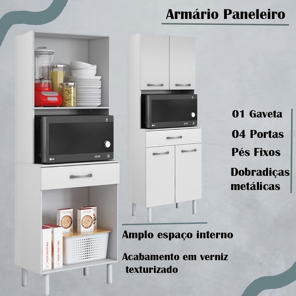 Miniatura Armario Paneleiro Microondas 4 Portas 1 Gaveta 2003201 Branco Armoveis Branco