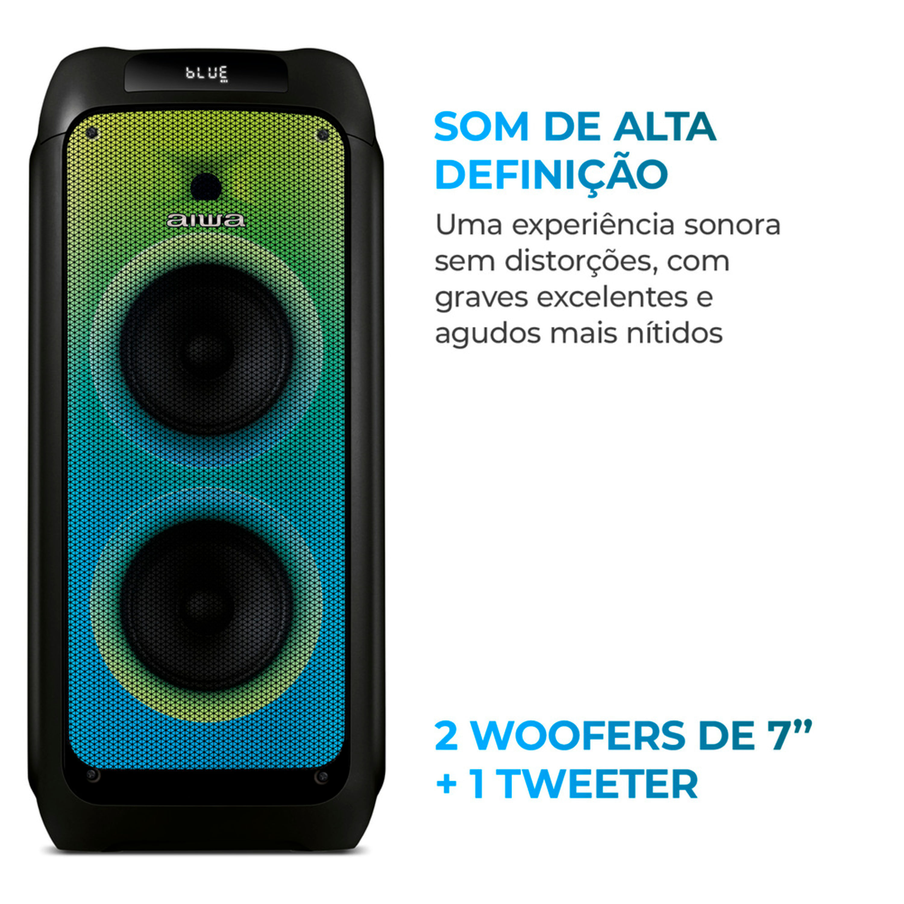 Caixa de Som PartyBox AIWA PB-05 Bluetooth 20H RGB USB TWS Preto BIV