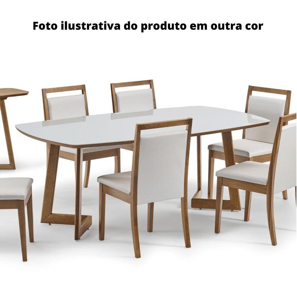 Miniatura Mesa De Jantar Mh-5346 Herval Retangular 190 Cm Madeira Amêndoa Vidro Off White