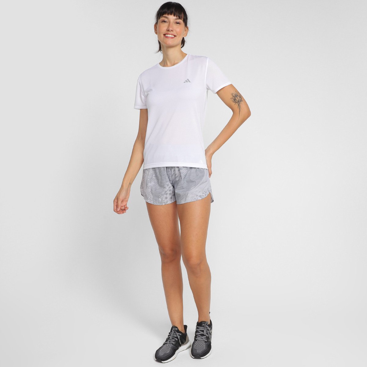 Miniatura Short Adidas Adizero Feminino Cinza+Prata - G