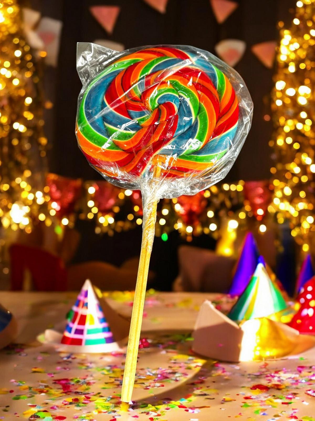 Kit 2 Pirulitos Gigantes 250 Gr Psicodélicos 16Cm Coloridos