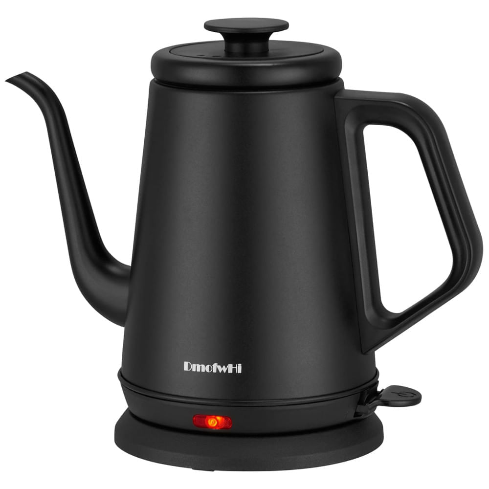 Miniatura Chaleira Elétrica DmofwHi Gooseneck 1,0L, 1000W em Aço Inox 304, Desligamento Automático, Preto Fosco