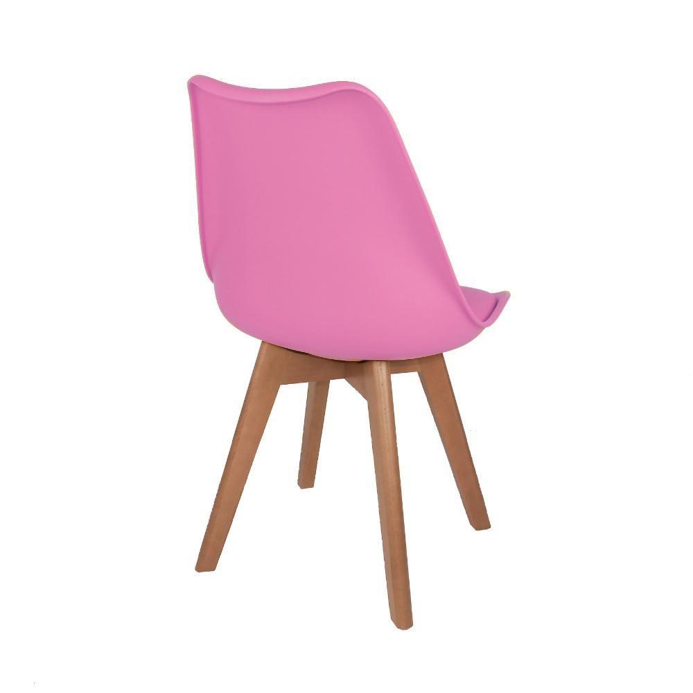 Miniatura Conjunto Mesa De Jantar Luiza 80cm Preta Com 4 Cadeiras Leda Pé Escuro - Rosa