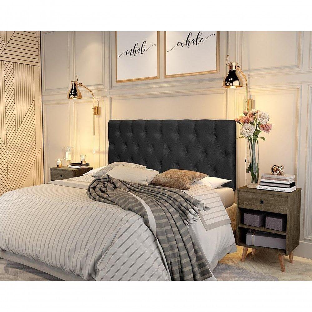 Miniatura Painel Cabeceira Paris Queen Para Cama Box 1,58 Suede Preto