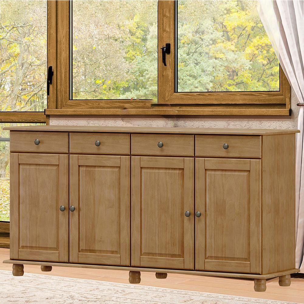 Balcao Madeira Maciça 4 Portas 4 Gavetas 169 Cm 8929 Freijo Milani Store Freijo