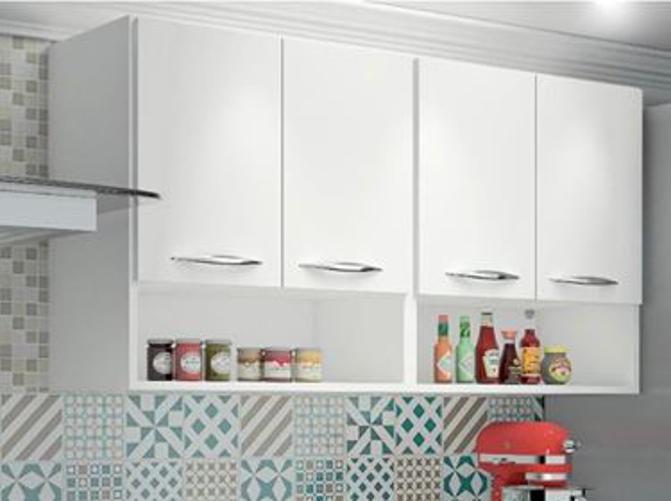 Miniatura Armário Multiuso Branco Cozinha 4 Portas Com Prateleiras