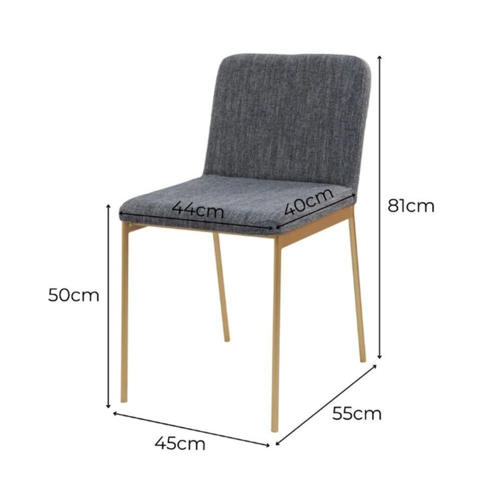 Cadeira de Metal Para Sala de Jantar Chloe Estofada Dourado/Branco