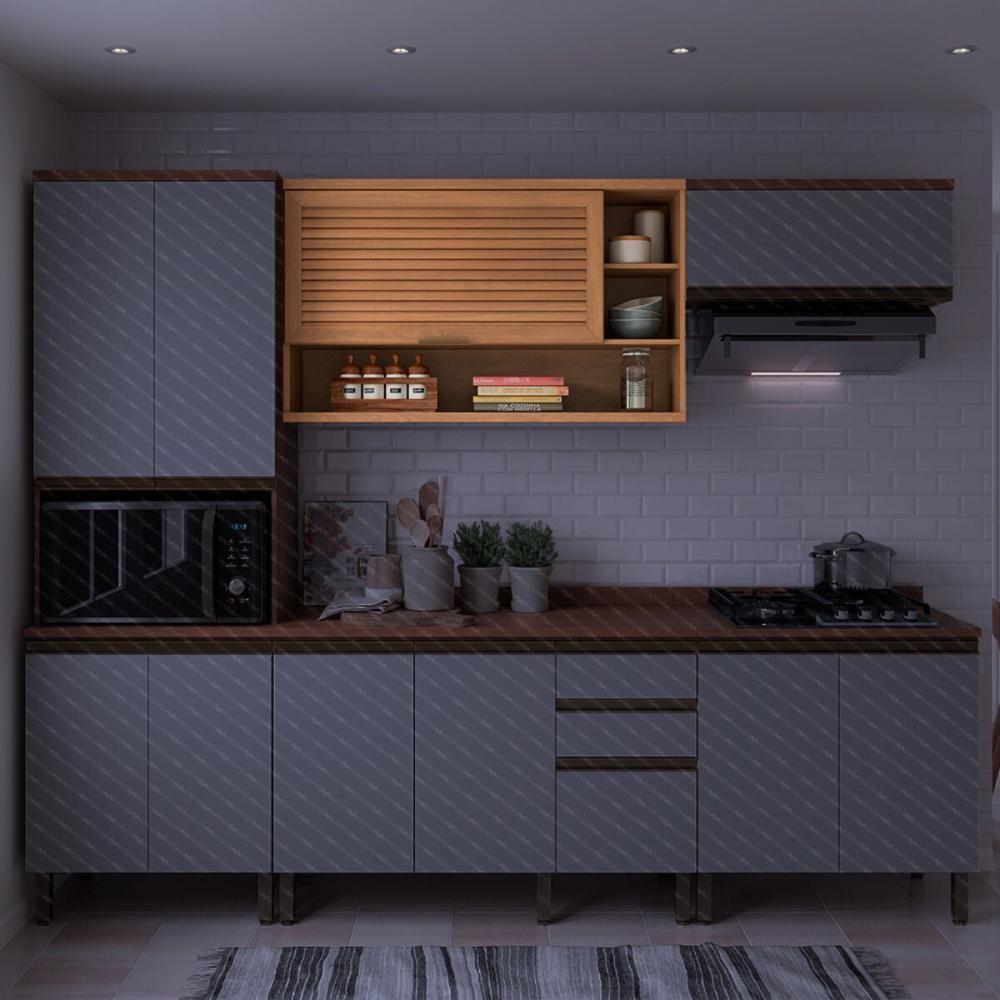 Miniatura Armário De Cozinha Aéreo Com 1 Porta Basculante E Nichos 120cm Multimóveis Cr20395 Freijó
