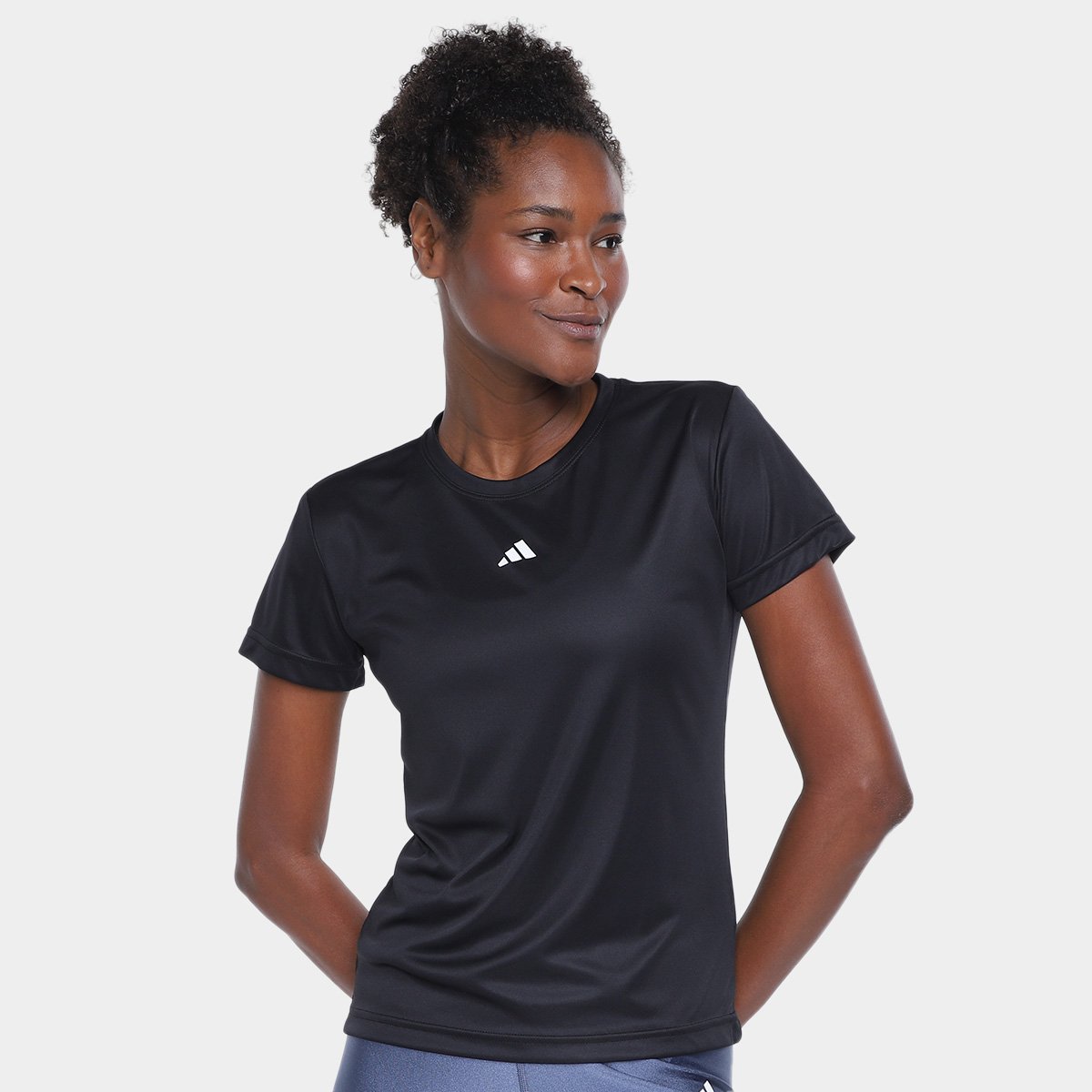 Miniatura Camiseta Adidas Treino Básica Feminina Preto+Branco - GG