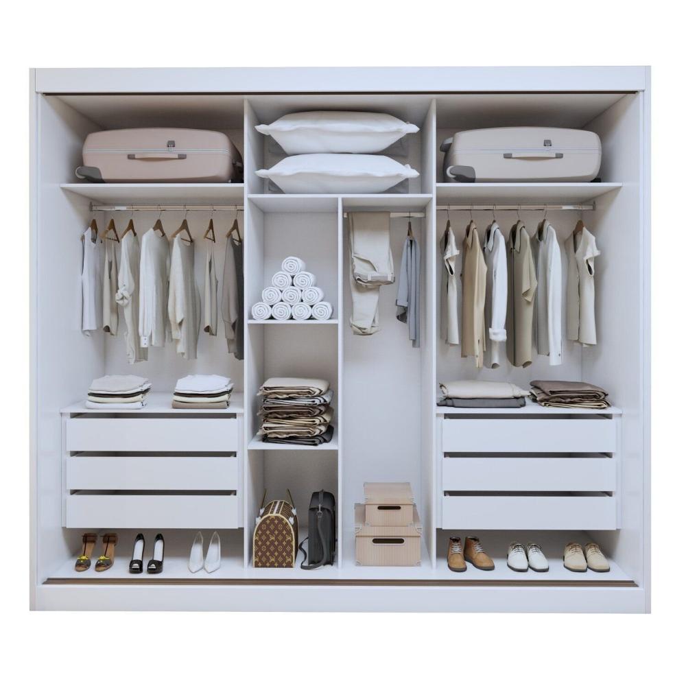 Guarda-roupas 3 Portas de Correr 100% Mdf Monte Rei Branco