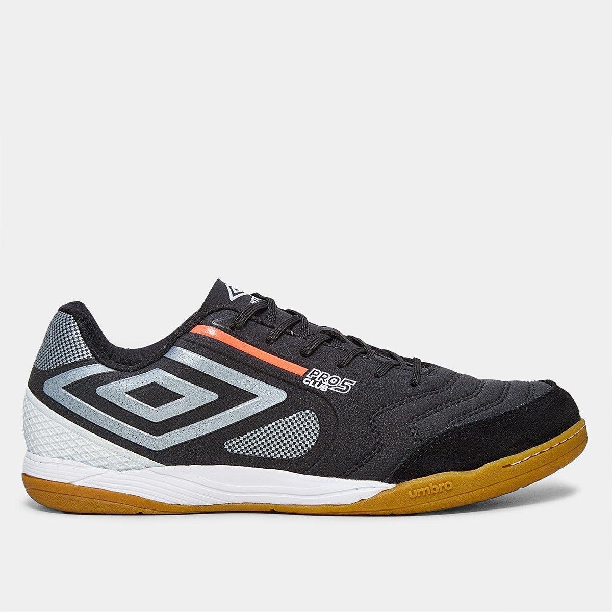 Miniatura Chuteira Futsal Umbro Pró 5 Bump Club Unissex Preto+Prata - 37
