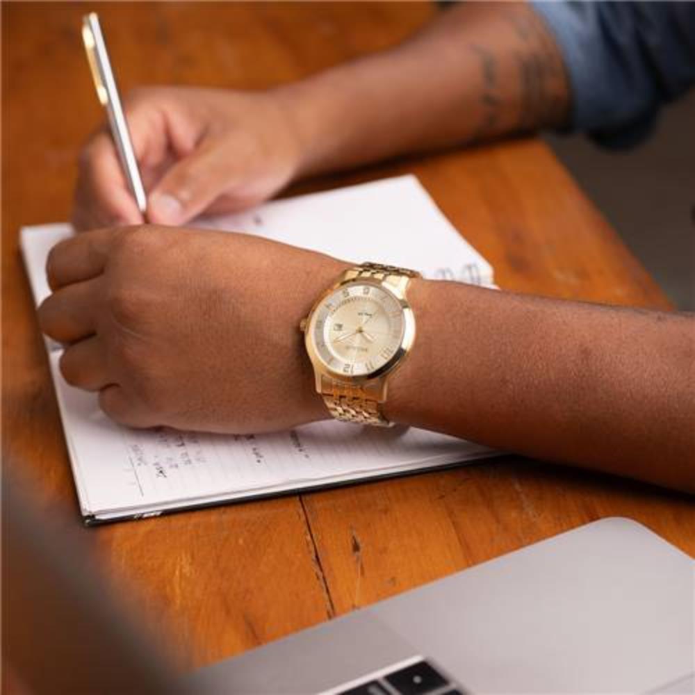Miniatura Relógio Seculus Masculino Ref: 44265Gpsvda1 Social Dourado
