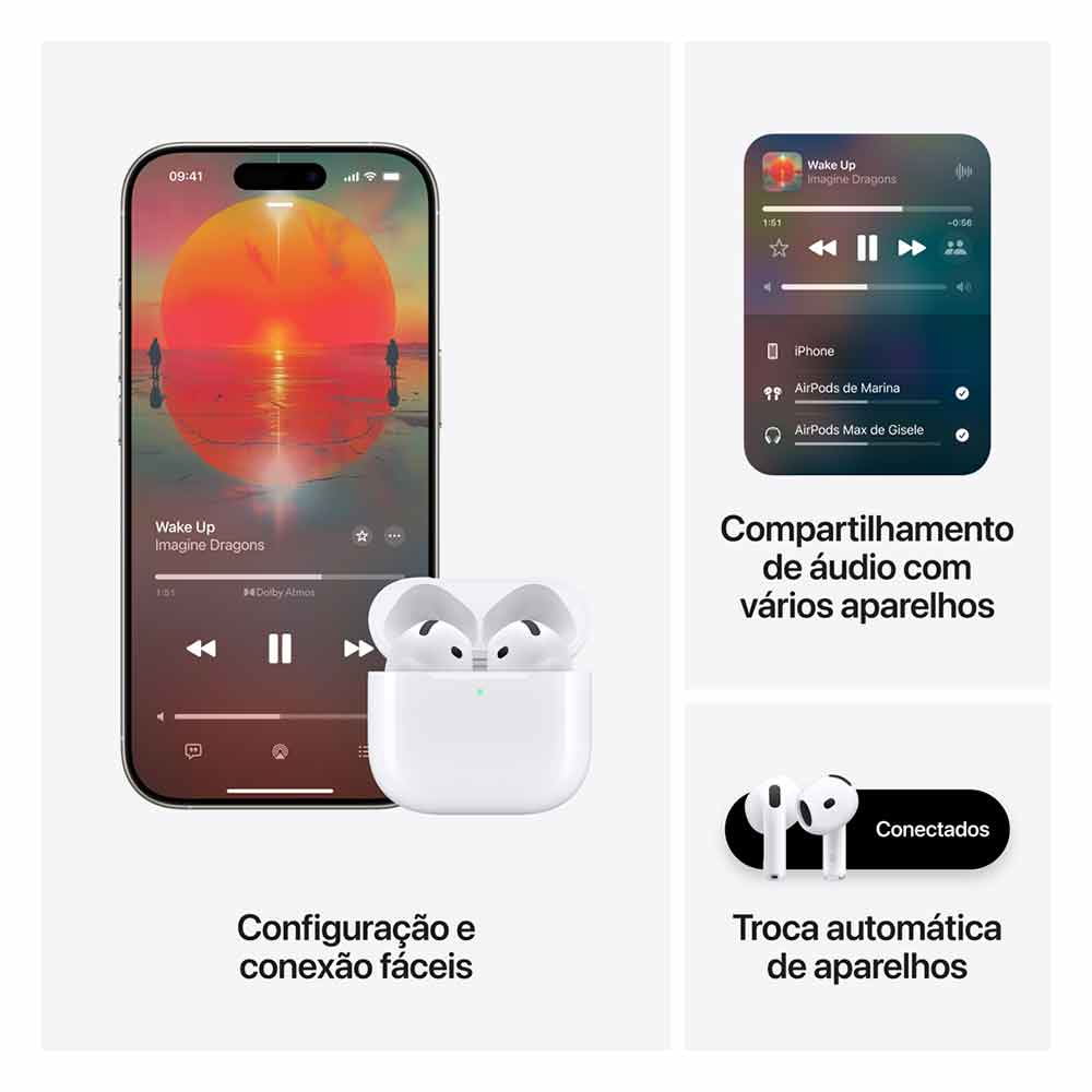 Apple AirPods (4ª Geração) com Cancelamento Ativo de Ruído Bivolt