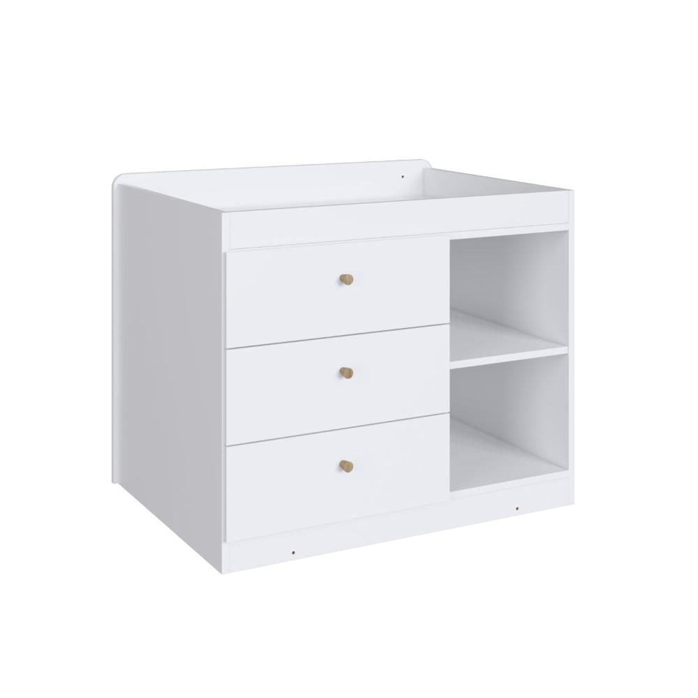 Berço Multifuncional com Cama Auxiliar 3 Gavetas Malu Branco