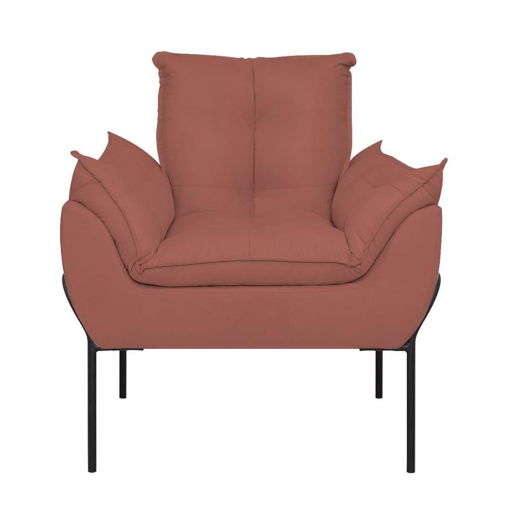 Miniatura Poltrona Decorativa Luxo Recepção Clínica Estética Preto Rosa
