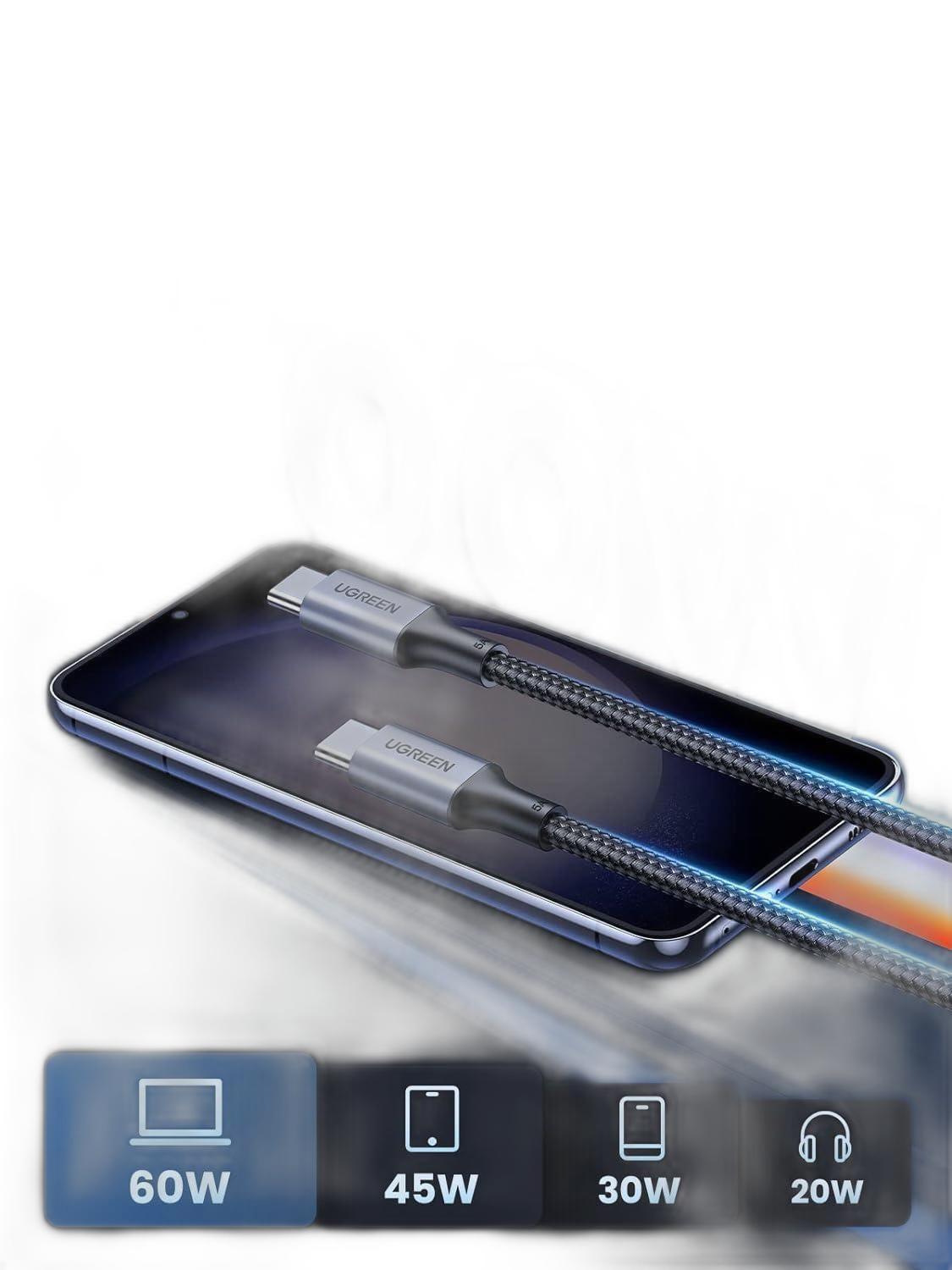 Miniatura Cabo USB-C Ugreen 100W 2m - Carregamento Rápido