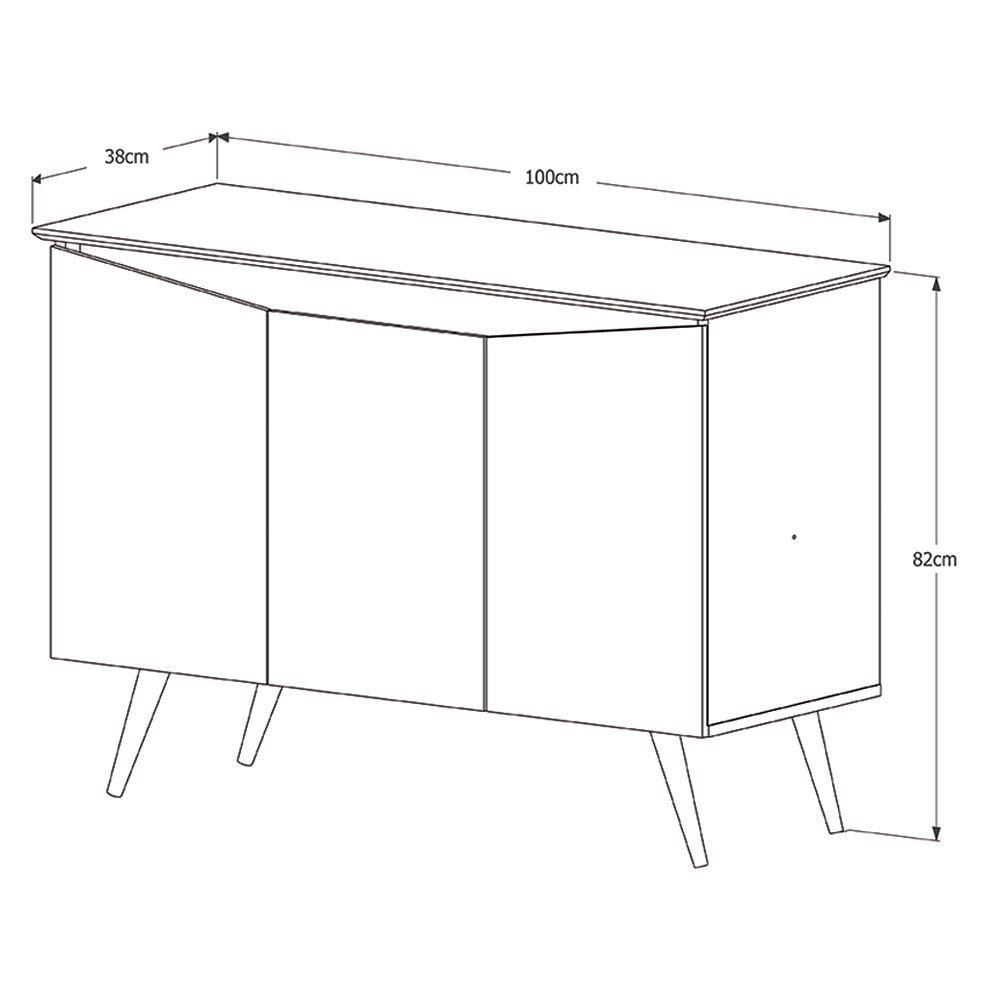 Miniatura Aparador Buffet Retrô Encanto 3 Portas Com Pés De Madeira - Branco - Cor: Branco