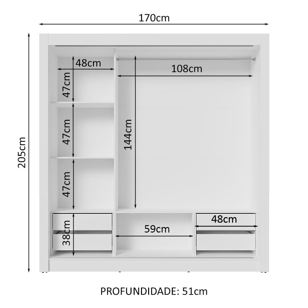 Miniatura Guarda-Roupa Casal 3 Portas de Correr de Espelho 4 Gavetas Sublime Plus Madesa Branco