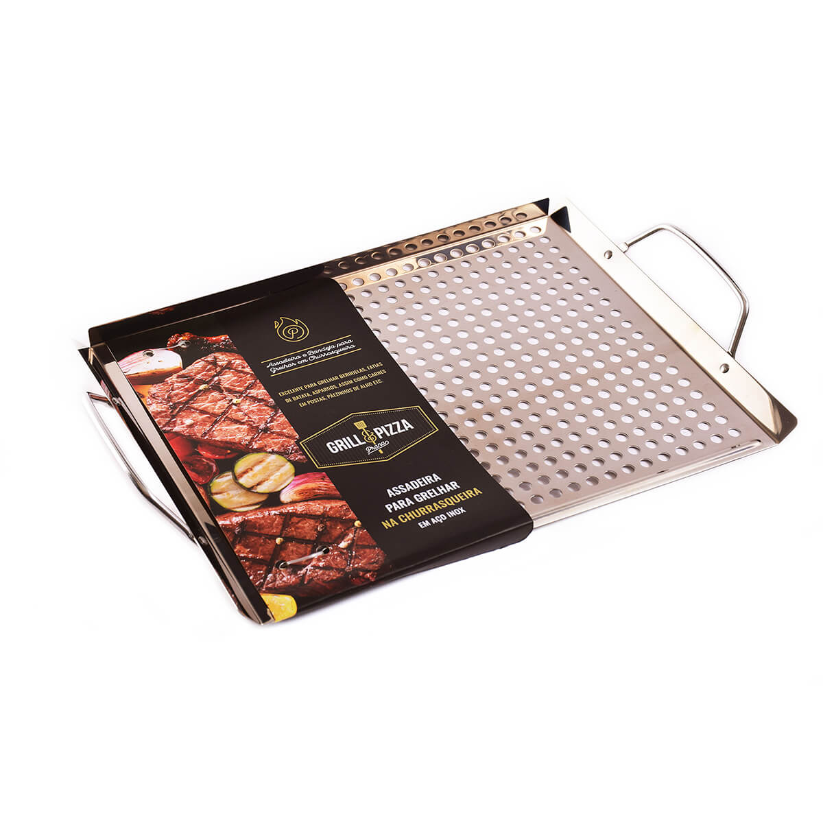 Miniatura Bandeja Inox para Grelhar Em Churrasqueira - Grill e Pizza