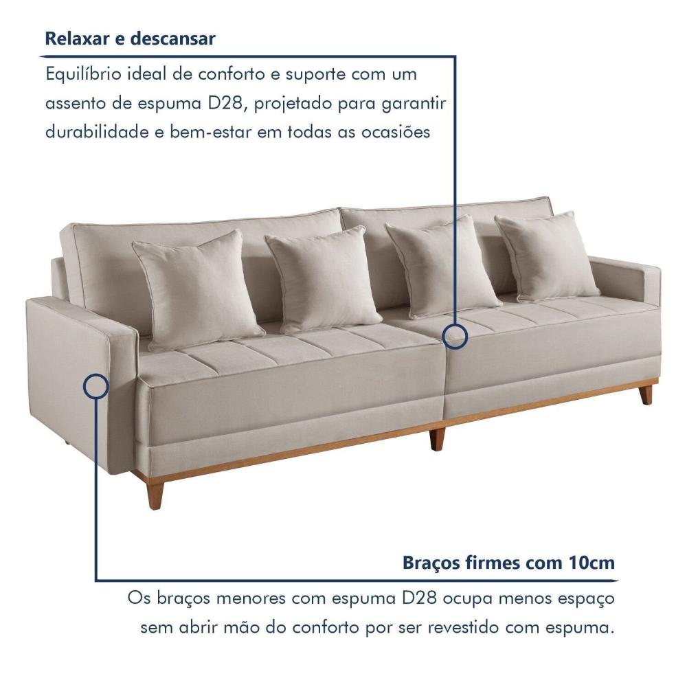 Miniatura Sofá 3 Lugares 4 Almofadas 95x240x86 Cm Bege