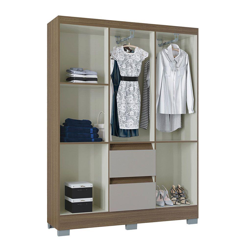 Miniatura Guarda Roupa Napoles 6 Portas 2 Gavetas Poquema Castanho/off White