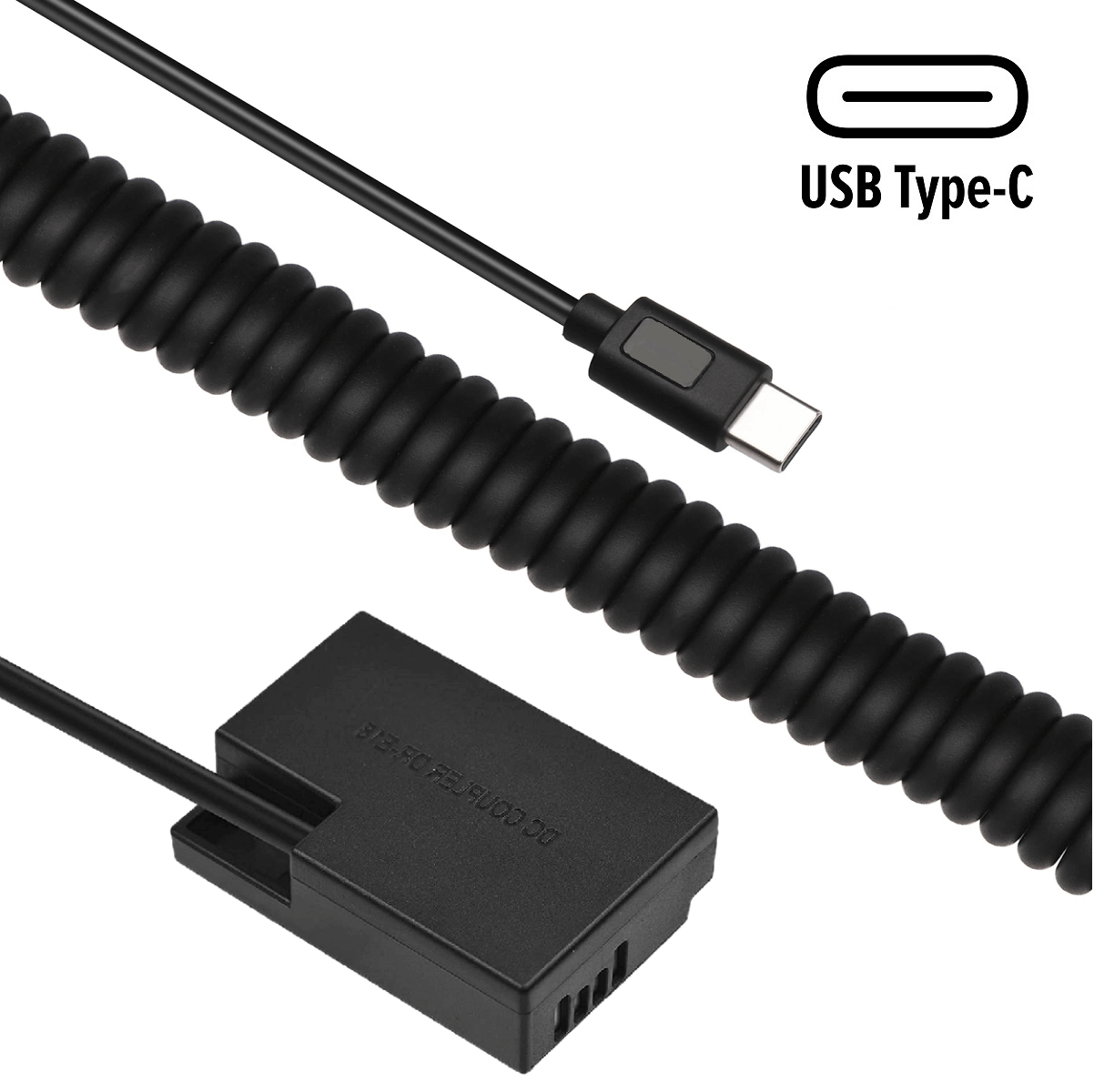 Miniatura Adaptador Dummy PD DR-E18 Bateria Canon LP-E17 Espiral com Conector USB-C