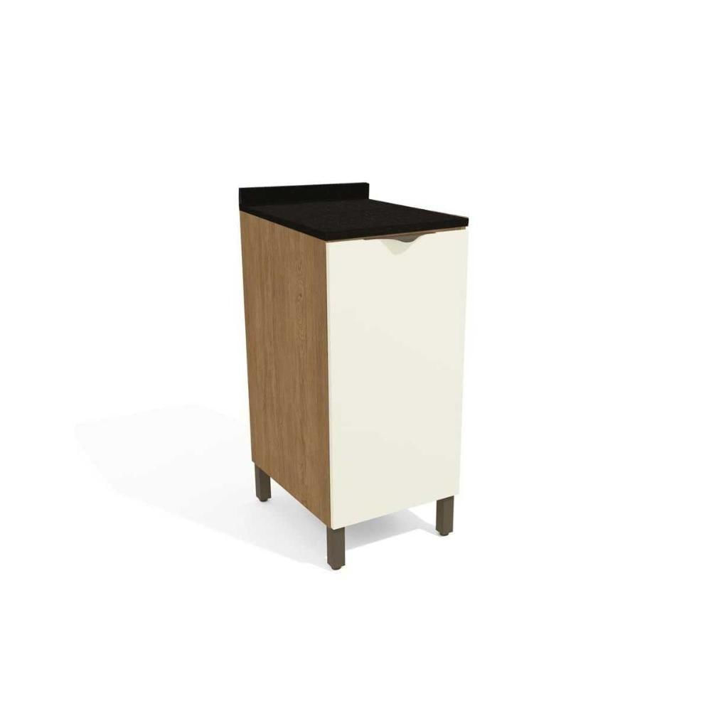 Miniatura Gabinete De Cozinha Modulado Balcão Lótus J721 1 Porta C-tampo 40cm Freijo-off White-preto Brilho - Kappesberg