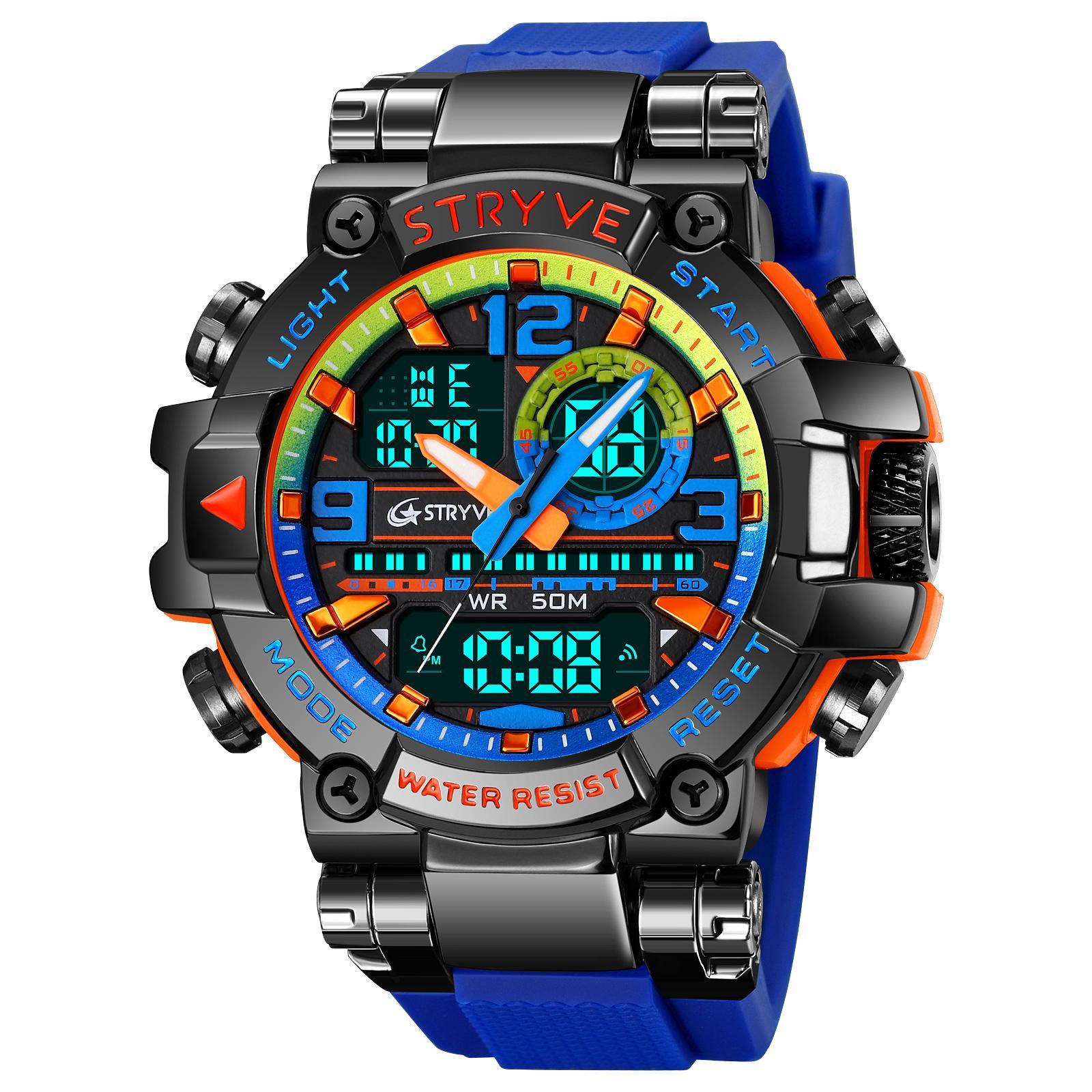 Miniatura Relógio Masculino Esportivo Stryve 8025 Anadigi Led