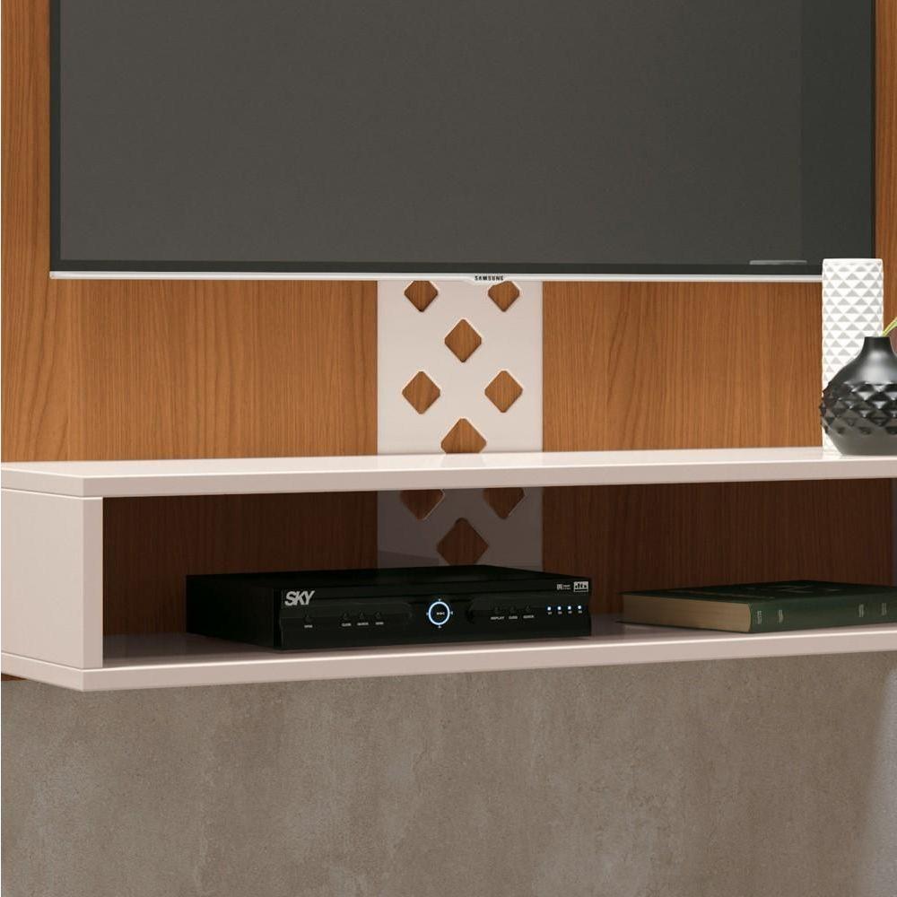 Painel Tv 47 Pol 120cm Suspenso Com Nicho Form Off/cinamomo - Hb Móveis