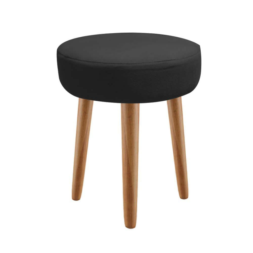 Miniatura Kit 03 Banqueta Alta Julya Industrial 55Cm Pé Palito Carvalho Suede Preto - Amey Decor