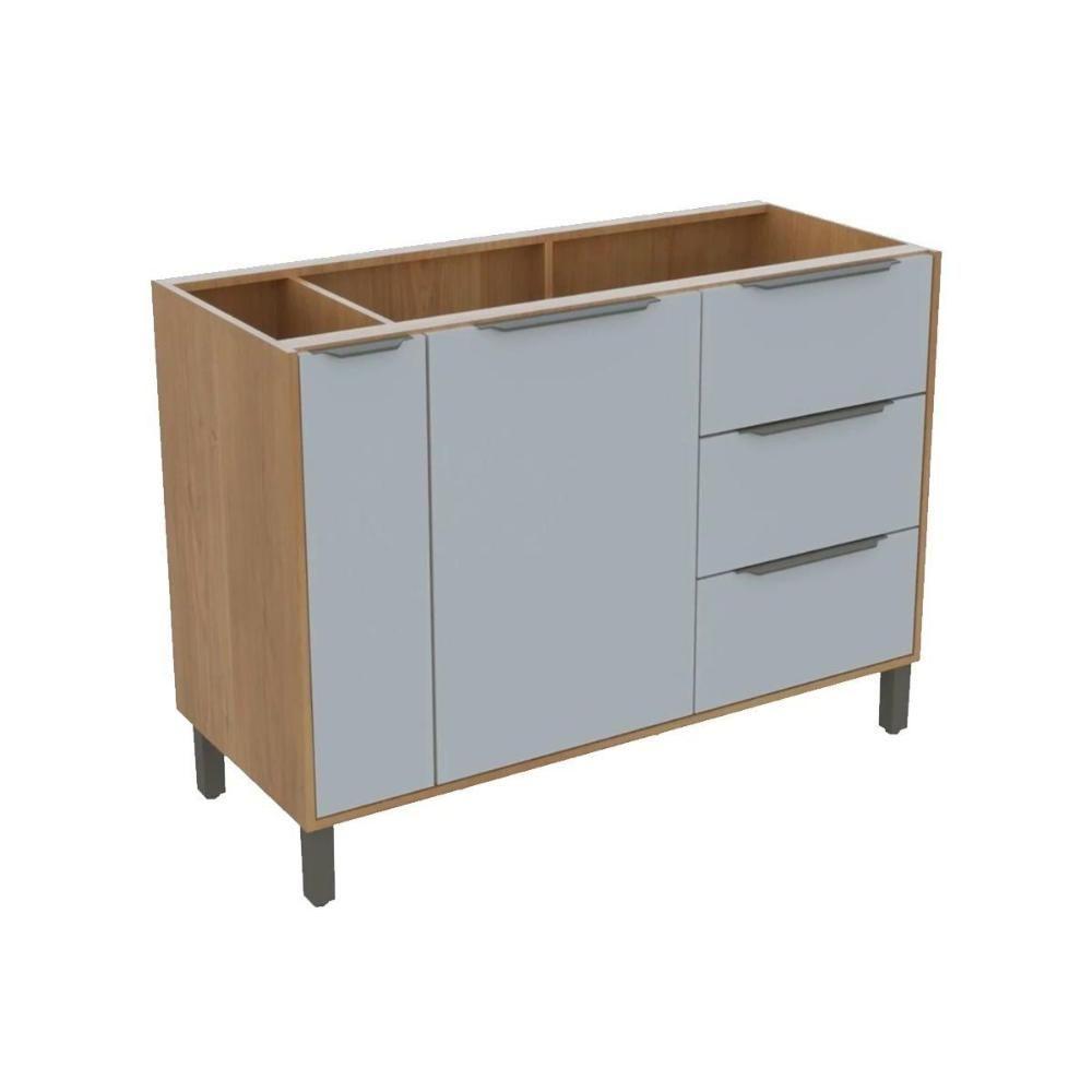 Miniatura Gabinete De Cozinha Modulado Balcão Itália P-pia 2 Portas E 3 Gavetas120cm Cinamomo - Valdemóveis