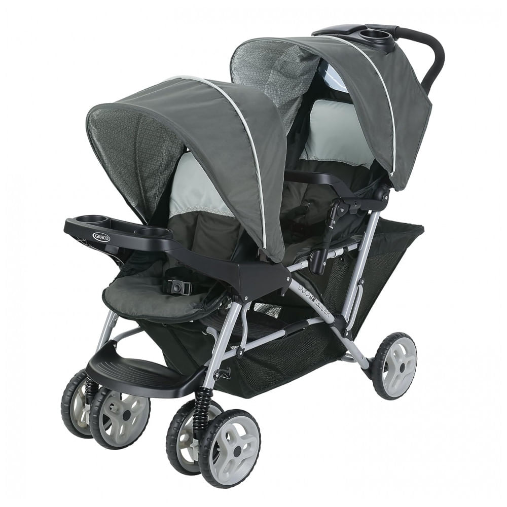 Miniatura Carrinho de Bebê Duplo Graco DuoGlider Leve com Assento em Tandem, Preto