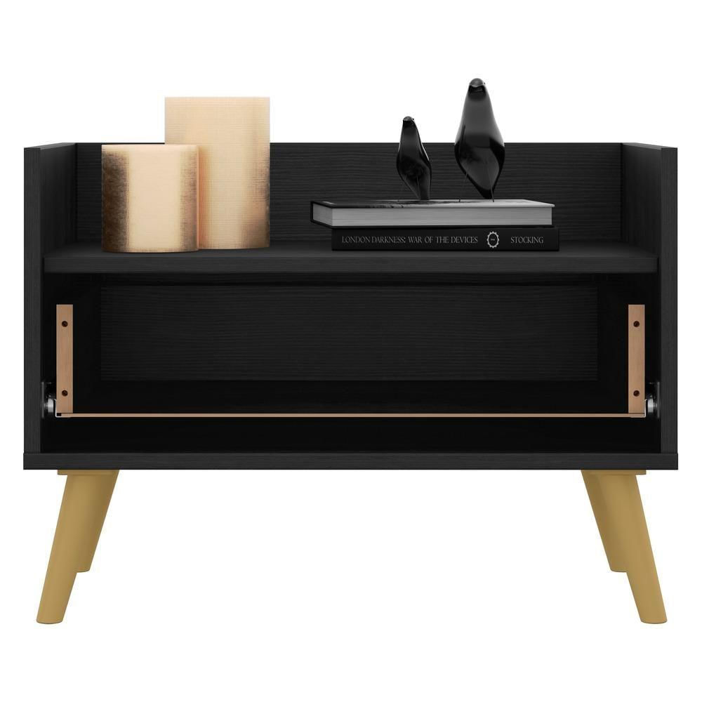 Gabinete Armário Banheiro 60 Cm com Pés Retrô Preto Natural