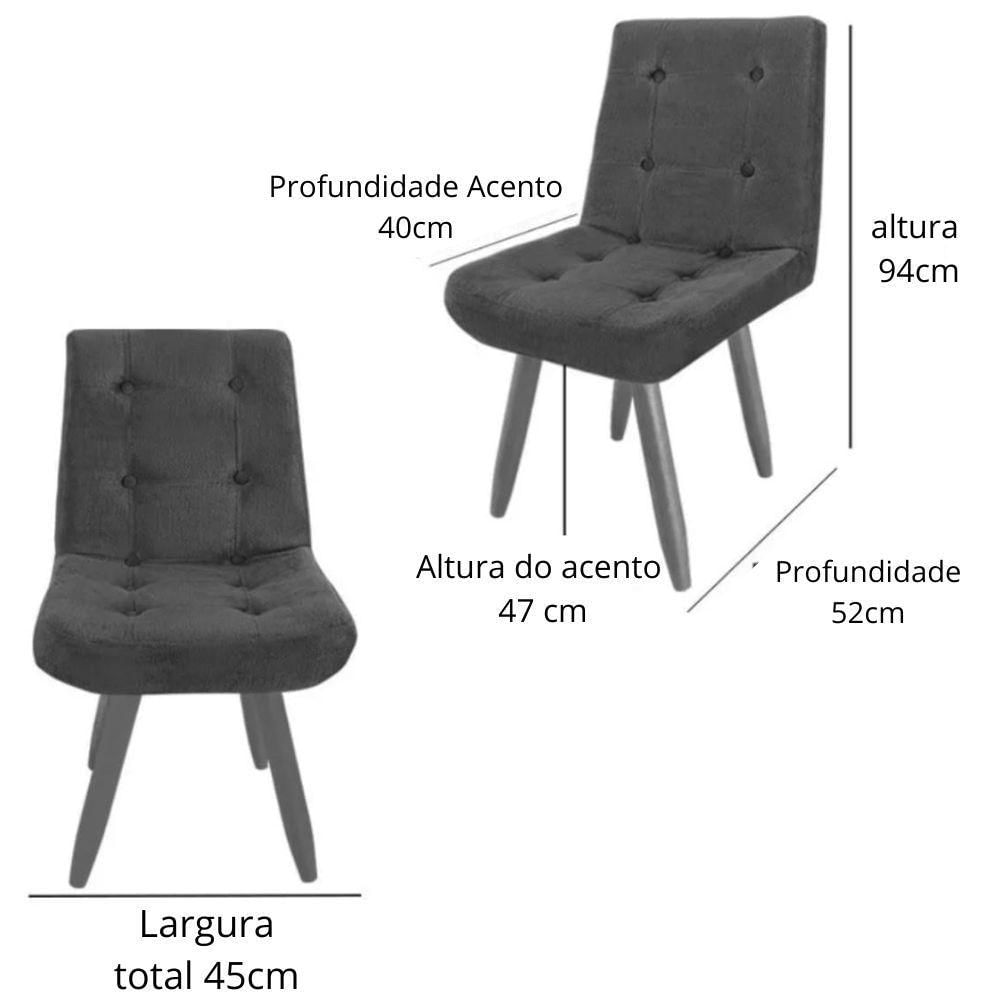 Miniatura Kit 4 Cadeira De Jantar Estofada Lilith Pé De Palito Suede Azul Royal - Berit Decor