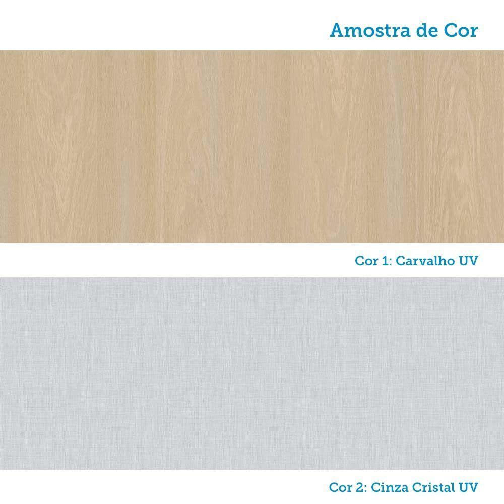 Balcão De Cozinha 120cm 3 Pts E 2 Gav C/ Tampo Aura Luciane Carvalho/cinza Cristal