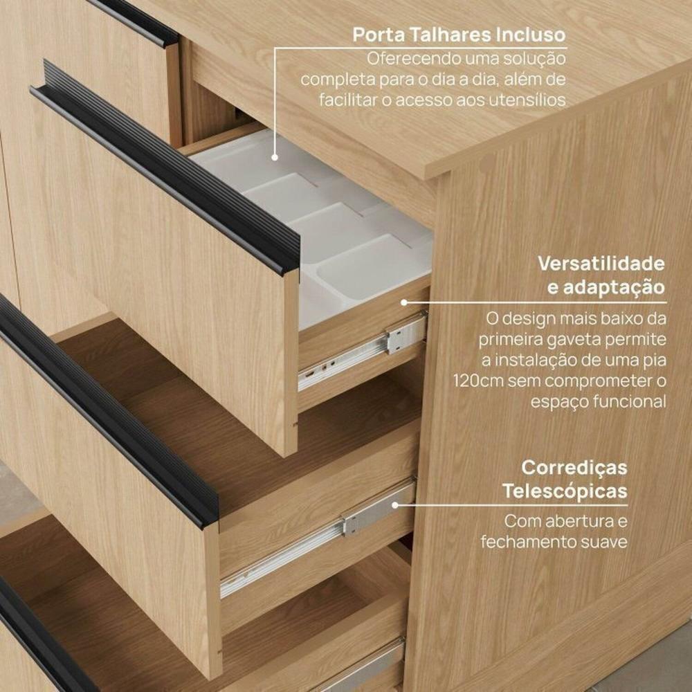 Cozinha Modulada 5 Peças 3 Aéreos 2 Balcões Nara Cabecasa Madeiramadeira Avena