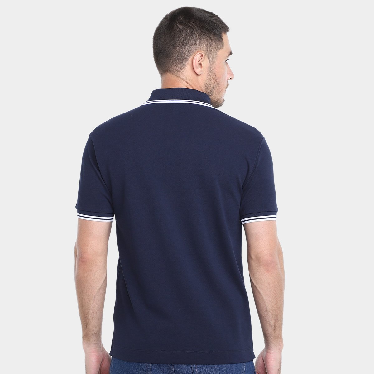 Miniatura Camisa Polo Lacoste Casual Masculina Marinho+Branco - G