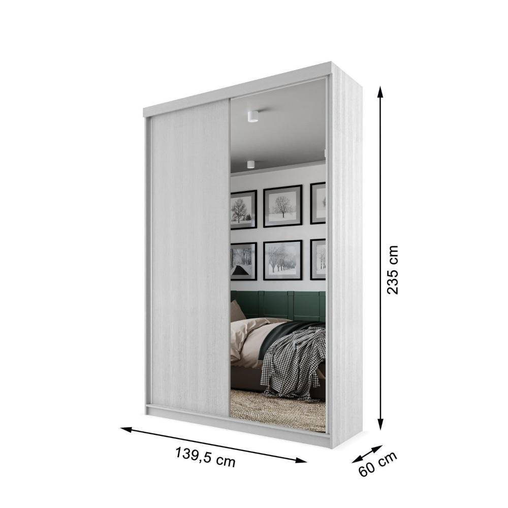 Miniatura Guarda Roupa Solteiro com Espelho 2 Portas 3 Gavetas Lugano RR Moveis Branco