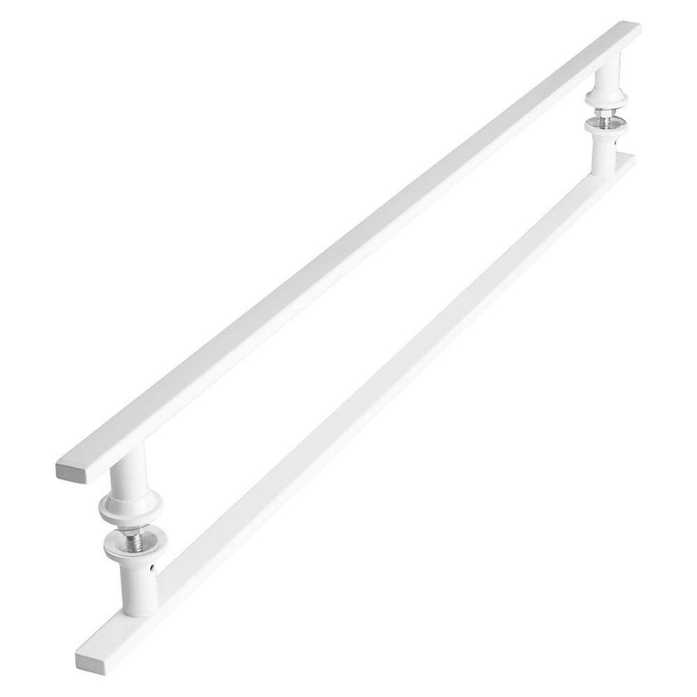 Puxador De Porta Branco Vidro Pivotante Madeira 80Cm M.S
