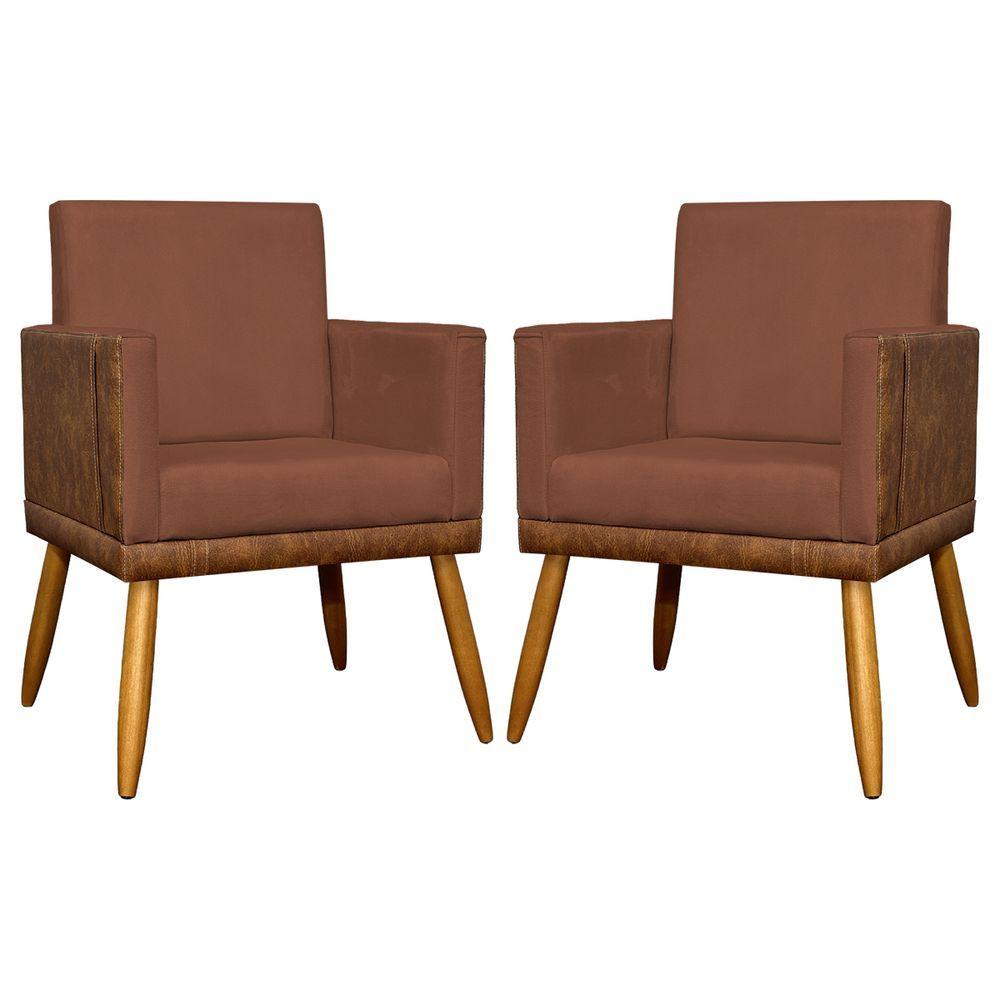 Miniatura Kit 2 Poltronas Decorativas Lis Corino e Pé Palito 30cm - Terracota Suede Corino