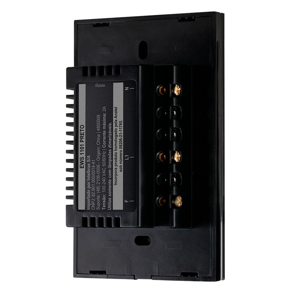 Miniatura Interruptor Smart Touch Wi-Fi Dimmer Preto - Intelbras - EWS 1101 Bivolt