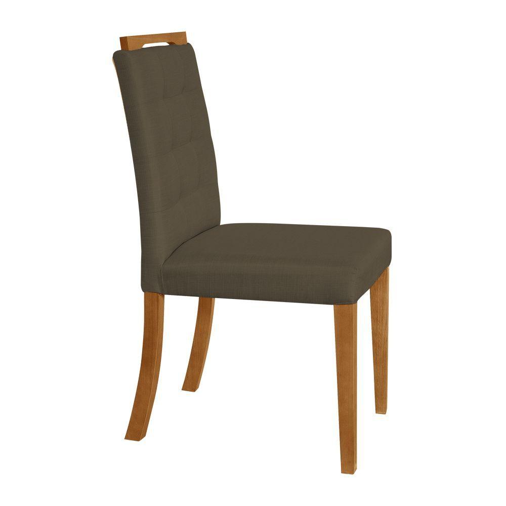 Miniatura Kit 2 Cadeiras De Jantar Estofadas Veludo Marrom Vitoria Base Madeira Maciça - Cor: Marrom