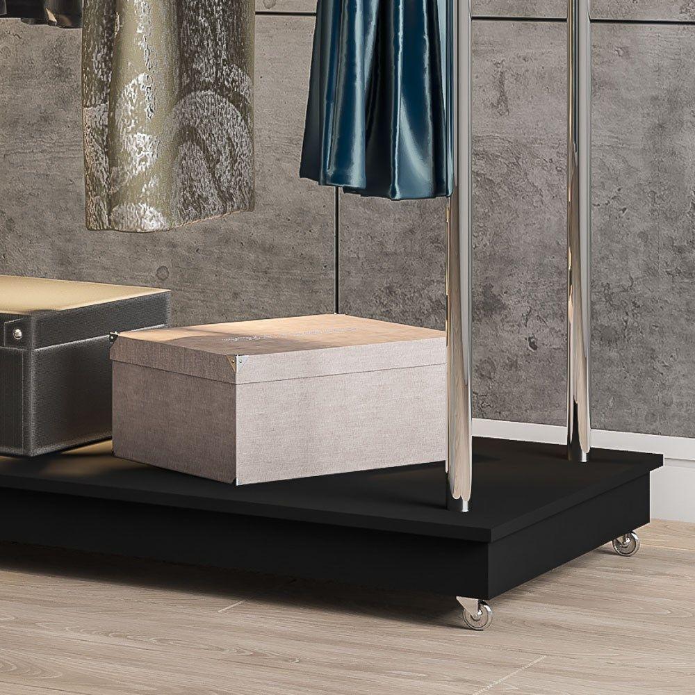 Miniatura Arara Closet Expositor De Roupas Com Rodízios Aço Cromado - Ideal Preto