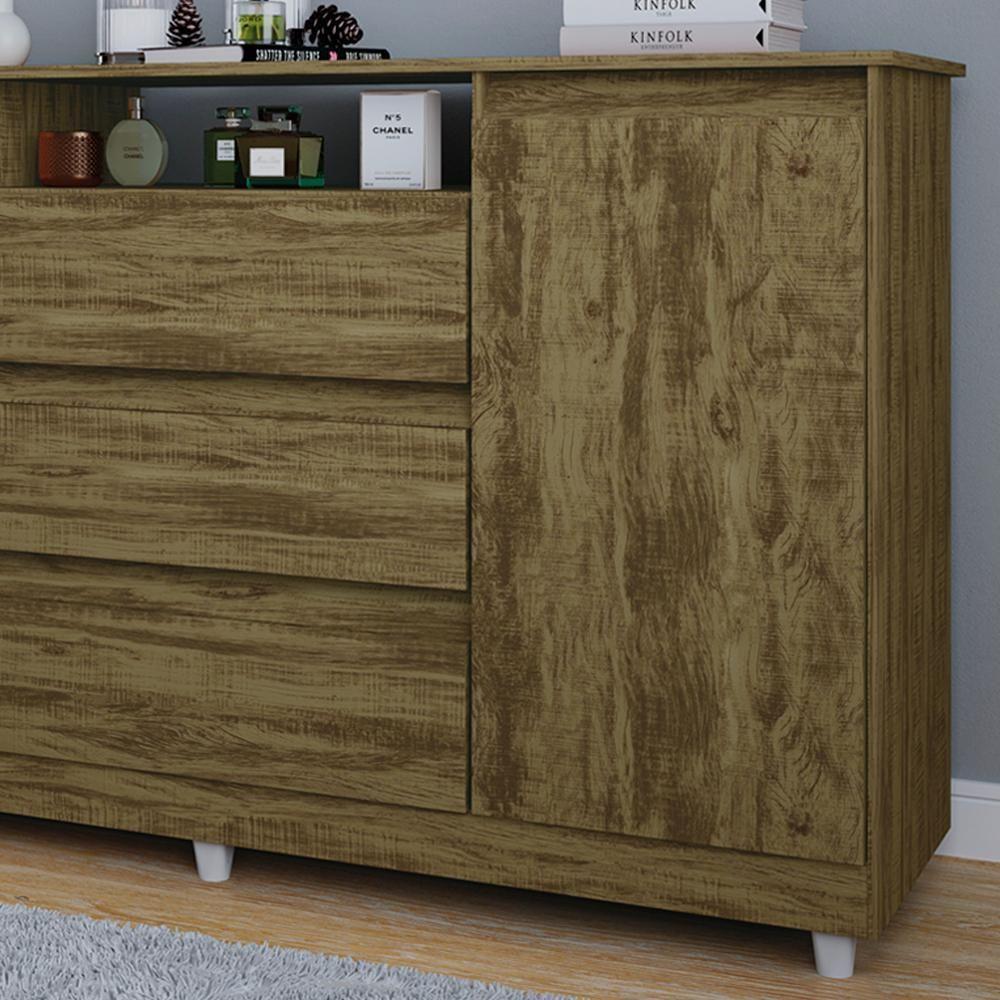 Comoda Sapateira 3 Gavetas 2 Pts Ve83 Amendoa Wood Mpri Amendoa Wood