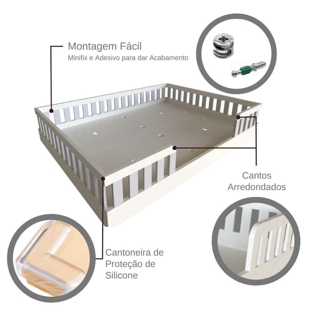 Cama Infantil Montessoriana Casal Sol Yescasa Branco/Cinza Cristal