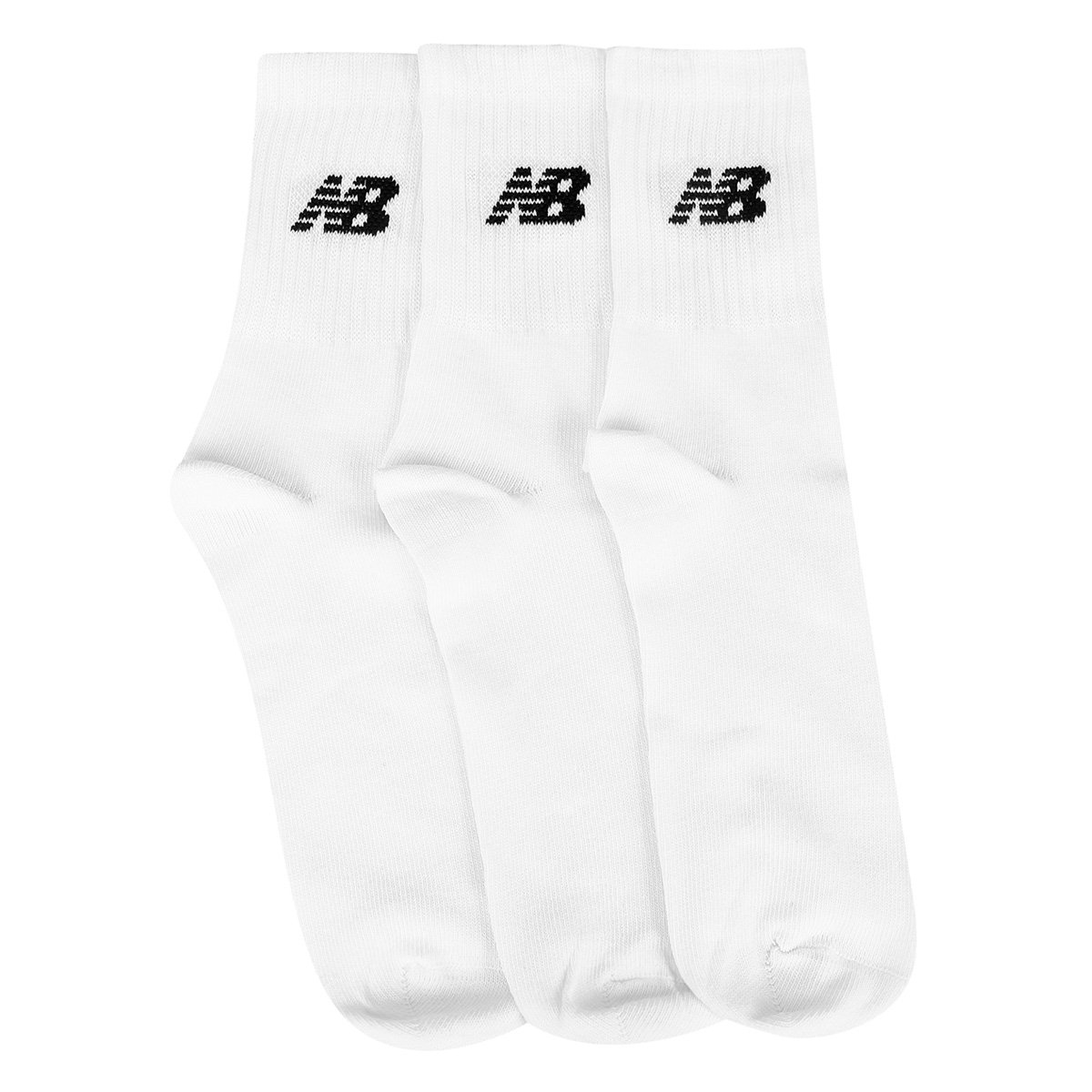 Miniatura Kit Meia New Balance Logo Cano Alto C/ 3 Pares Branco - 39/42