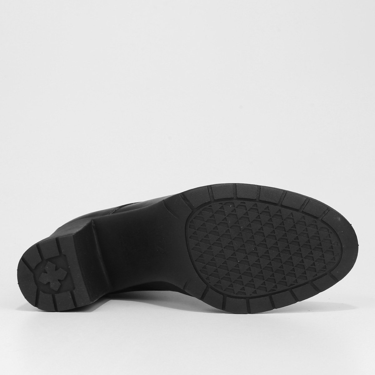 Bota Coturno Cano Curto Via Uno Salto Bloco Tratorado Feminina Preto - 34