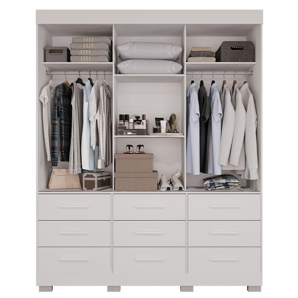 Miniatura Guarda Roupa New Star 3 Portas 9 Gavetas Sem Espelho Salleto Branco